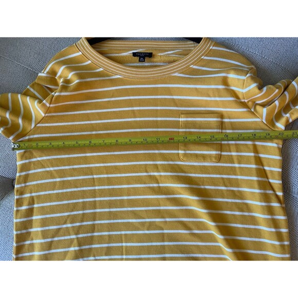 Talbots Sweater Medium Petite 100% Cotton Striped Knit Pullover Yellow/White - Picture 7 of 8